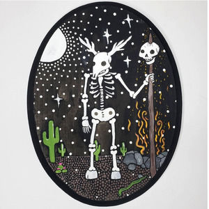 Hand Crafted Deer Skeleton in Desert Painting